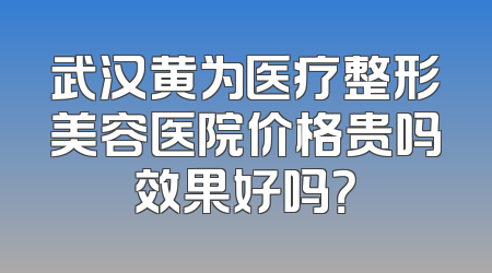 武汉黄为医疗整形美容医院价格贵吗效果好吗？