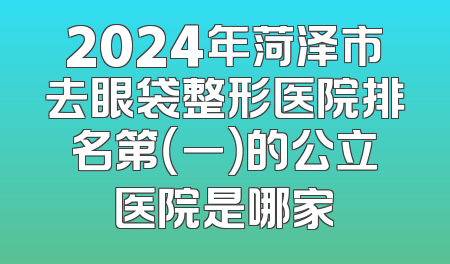 2024年菏泽市去眼袋整形医院排名第（一）的公立医院是哪家
