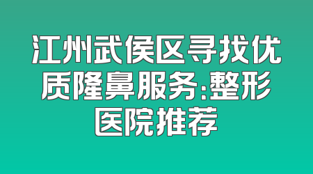 江州武侯区寻找优质隆鼻服务：整形医院推荐