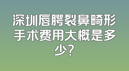 深圳唇腭裂鼻畸形手术费用大概是多少？
