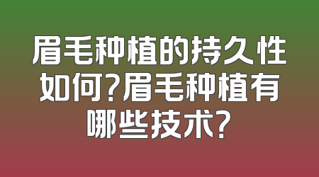 眉毛种植的持久性如何？眉毛种植有哪些技术？