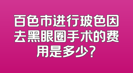 百色市进行玻色因去黑眼圈手术的费用是多少？
