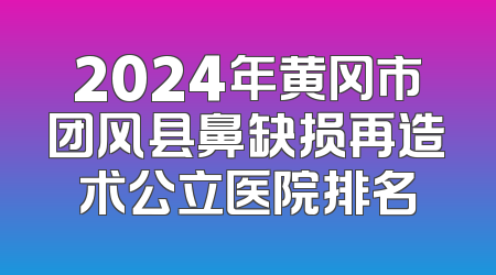 2024年黄冈市团风县鼻缺损再造术公立医院排名