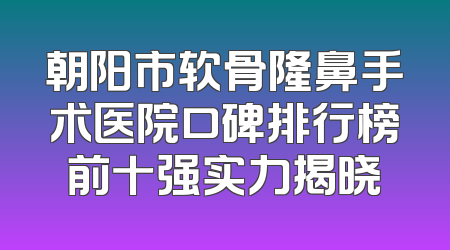 朝阳市软骨隆鼻手术医院口碑排行榜前十强实力揭晓