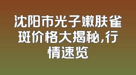 沈阳市光子嫩肤雀斑价格大揭秘，行情速览