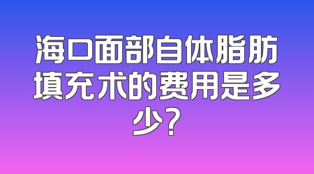 海口面部自体脂肪填充术的费用是多少？