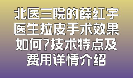 北医三院的薛红宇医生拉皮手术效果如何？技术特点及费用详情介绍