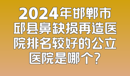 2024年邯郸市邱县鼻缺损再造医院排名较好的公立医院是哪个？