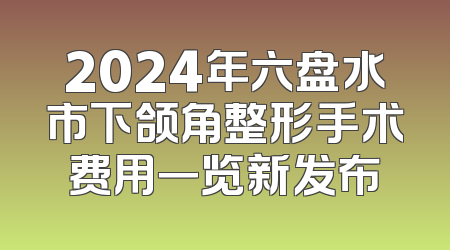 2024年六盘水市下颌角整形手术费用一览新发布