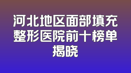河北地区面部填充整形医院前十榜单揭晓