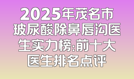 2025年茂名市玻尿酸除鼻唇沟医生实力榜：前十大医生排名点评