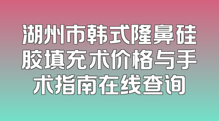 湖州市韩式隆鼻硅胶填充术价格与手术指南在线查询