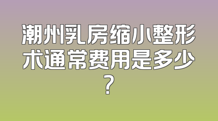 潮州乳房缩小整形术通常费用是多少？