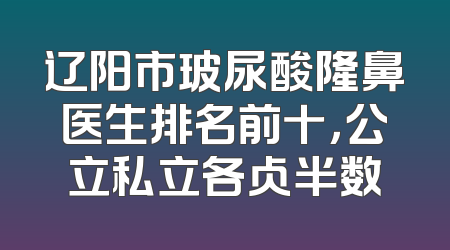 辽阳市玻尿酸隆鼻医生排名前十，公立私立各占半数