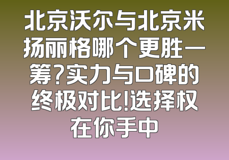 北京沃尔与北京米扬丽格哪个更胜一筹？实力与口碑的终极对比！选择权在你手中