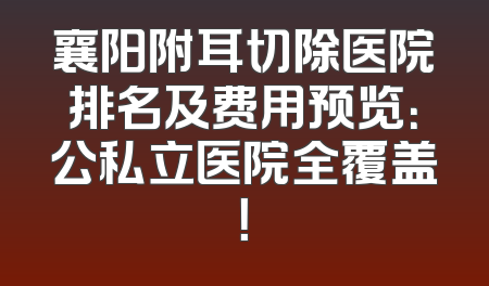 襄阳附耳切除医院排名及费用预览：公私立医院全覆盖！