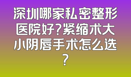深圳哪家私密整形医院好？紧缩术大小阴唇手术怎么选？