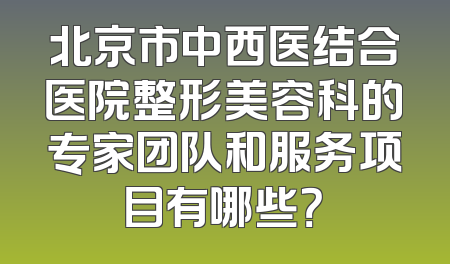 北京市中西医结合医院整形美容科的专家团队和服务项目有哪些？