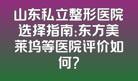 山东私立整形医院选择指南：东方美莱坞等医院评价如何？