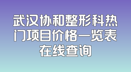 武汉协和整形科热门项目价格一览表在线查询