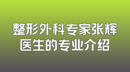 整形外科专家张辉医生的专业介绍