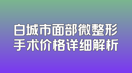 白城市面部微整形手术价格详细解析