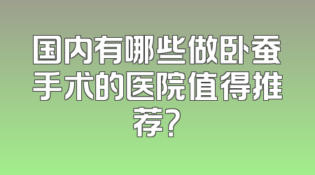 国内有哪些做卧蚕手术的医院值得推荐？