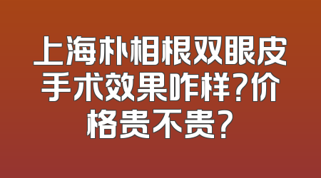 上海朴相根双眼皮手术效果咋样？价格贵不贵？