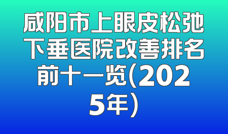 咸阳市上眼皮松弛下垂医院改善排名前十一览（2025年）
