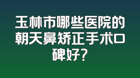 玉林市哪些医院的朝天鼻矫正手术口碑好？