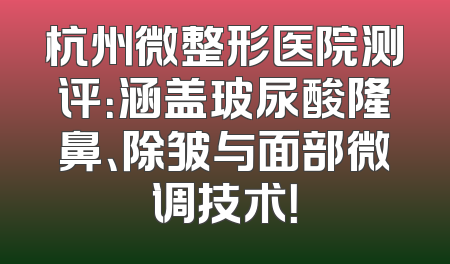 杭州微整形医院测评：涵盖玻尿酸隆鼻、除皱与面部微调技术！