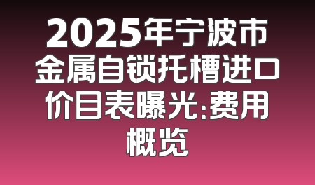 2025年宁波市金属自锁托槽进口价目表曝光：费用概览
