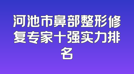 河池市鼻部整形修复专家十强实力排名
