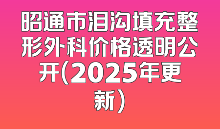 昭通市泪沟填充整形外科价格透明公开（2025年更新）