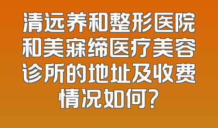 清远养和整形医院和美寐缔医疗美容诊所的地址及收费情况如何？