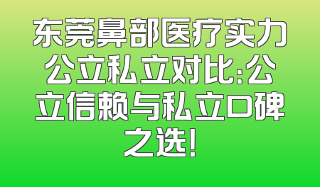 东莞鼻部医疗实力公立私立对比：公立信赖与私立口碑之选！