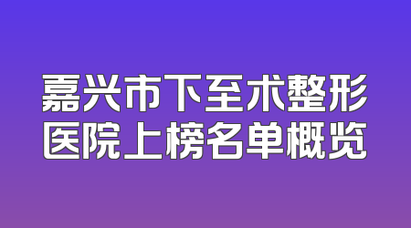 嘉兴市下至术整形医院上榜名单概览