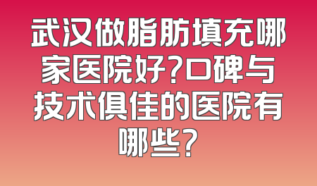 武汉做脂肪填充哪家医院好？口碑与技术俱佳的医院有哪些？