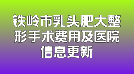 铁岭市乳头肥大整形手术费用及医院信息更新