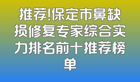 推荐！保定市鼻缺损修复专家综合实力排名前十推荐榜单
