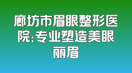 廊坊市眉眼整形医院：专业塑造美眼丽眉