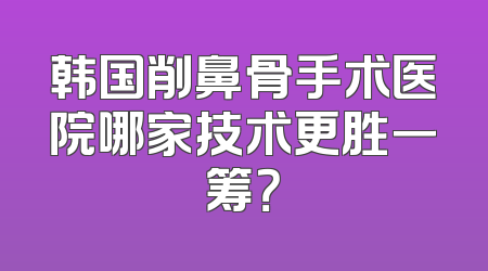韩国削鼻骨手术医院哪家技术更胜一筹？