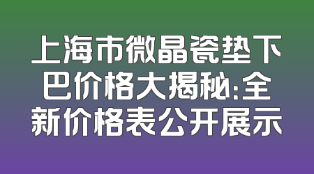 上海市微晶瓷垫下巴价格大揭秘：全新价格表公开展示