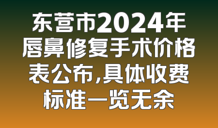东营市2024年唇鼻修复手术价格表公布，具体收费标准一览无余