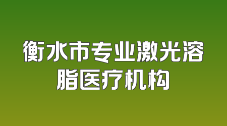衡水市专业激光溶脂医疗机构