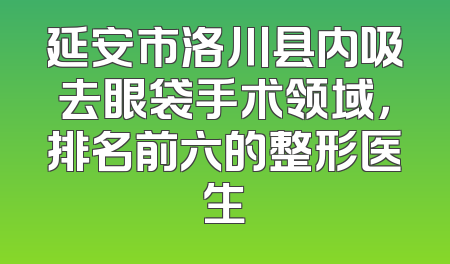 延安市洛川县内吸去眼袋手术领域，排名前六的整形医生