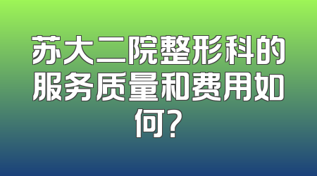 苏大二院整形科的服务质量和费用如何？