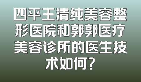 四平王清纯美容整形医院和郭郭医疗美容诊所的医生技术如何？