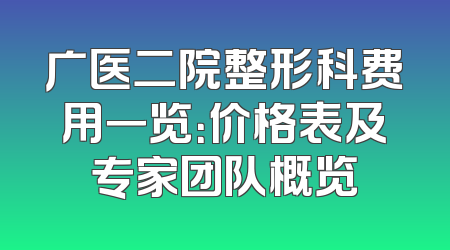 广医二院整形科费用一览：价格表及专家团队概览