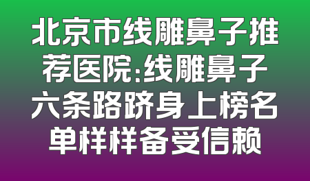 北京市线雕鼻子推荐医院：线雕鼻子六条路跻身上榜名单样样备受信赖